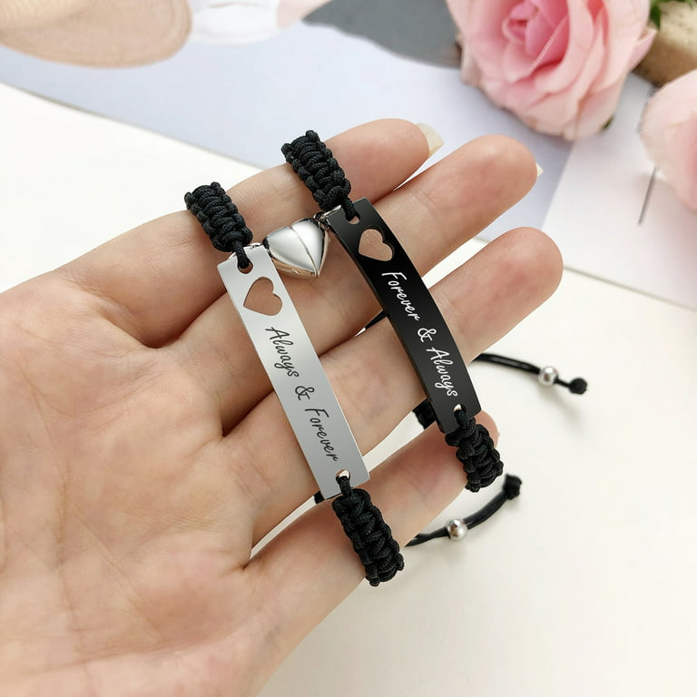 Vnox Magnetic Couples Bracelet, Adjustable Matching Macrame