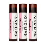 Kind Lips Lip Balm - Nourishing & Moisturizing Lip Care for Dry Lips Made from Shea Butter, Beeswax with Vitamin E | Strawberry Flavor | 0.15 Ounce (Pack of 3)