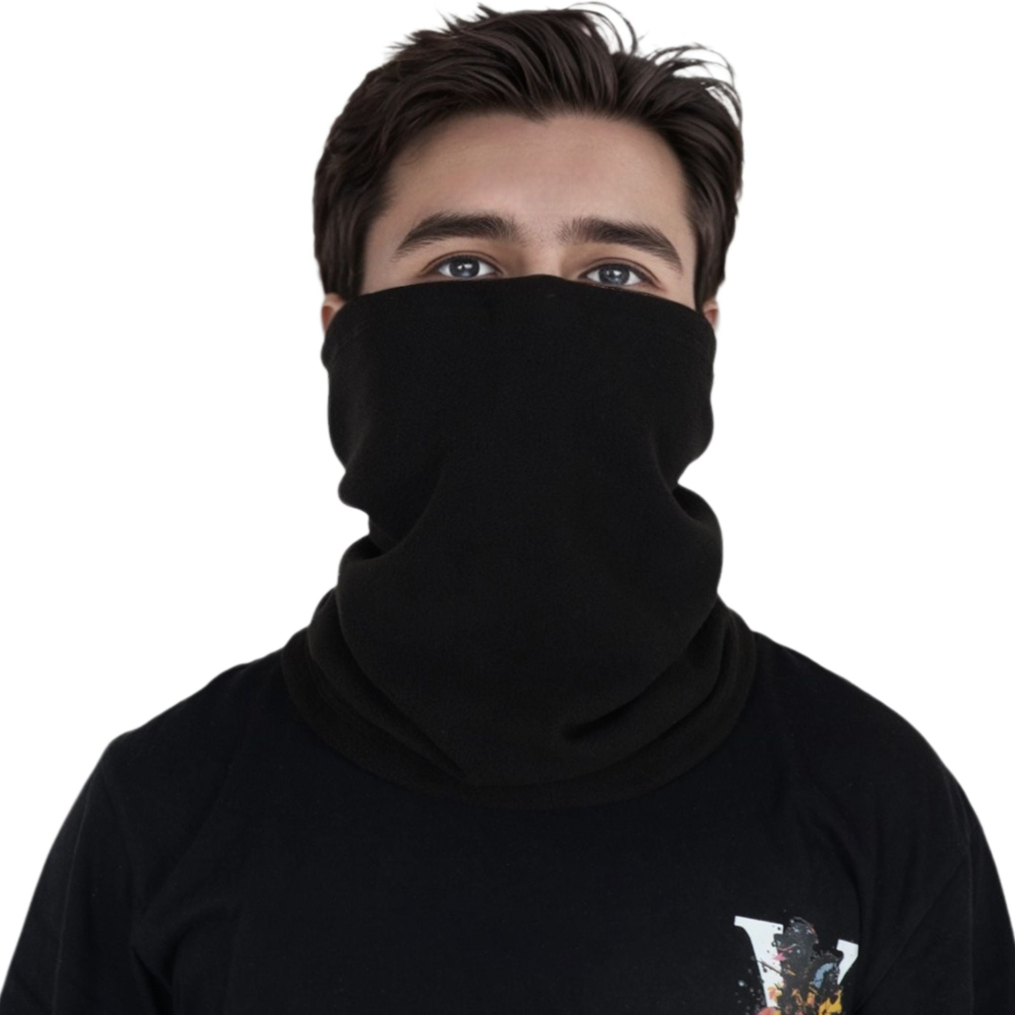 Winter Neck Warmer Fleece Gaiter Neck Cover Balaclava Outdoor Windproof Face Cover Mask for Women Men- Black