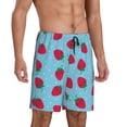 thumbnail image 2 of Pofeuu Strawberries Print Men's Soft Woven Elastic Waistband Sleep Pajama Short-Medium, 2 of 6