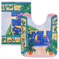 thumbnail image 7 of Yayeee Bath Rugs for Bathroom Floor Set of 2 Non Slip Fluffy Soft Absorbent Mat, Green Seaside, 7 of 7