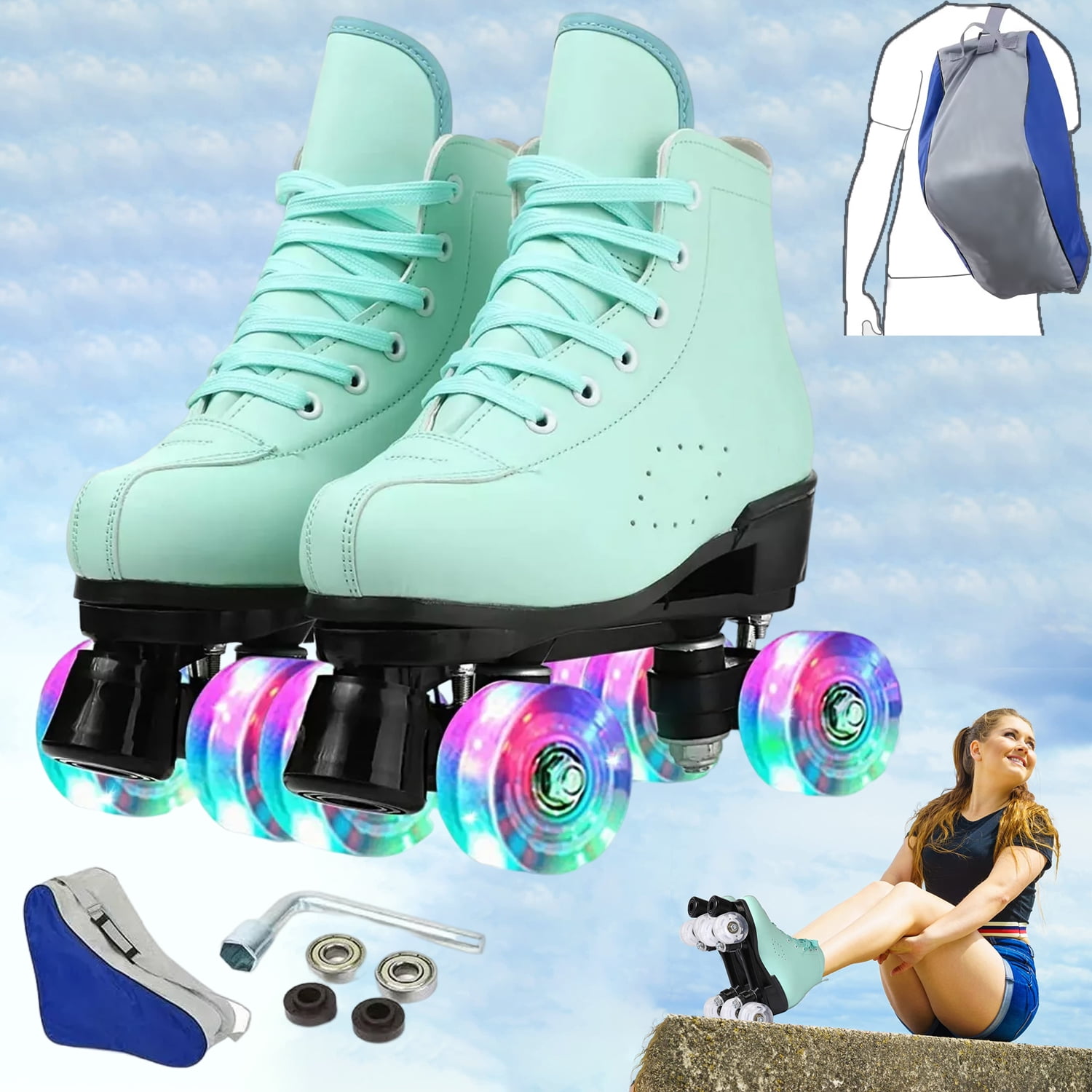 Cochada Classic High Top Roller Skates, DoubleRow Skate with Skate Bag