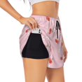 thumbnail image 3 of Running Shorts for Women, Cute Red Berry Flower Pink Workout Athletic Shorts with Pockets, Lounge Yoga Shorts Women, 3 of 7