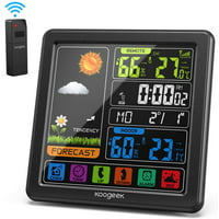 Koogeek K001 Weather Station with Sensor, Digital Temperature Humidity Monitor, Alarm Clock,Weather Forecast,Color LCD Display, Backlight, Sooze Mode Brand (Black)