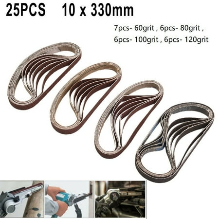 

GLFILL 25Pcs/Set 330 X 10mm Air Finger Sander Sadning Belt 60/80/100/120 Grit