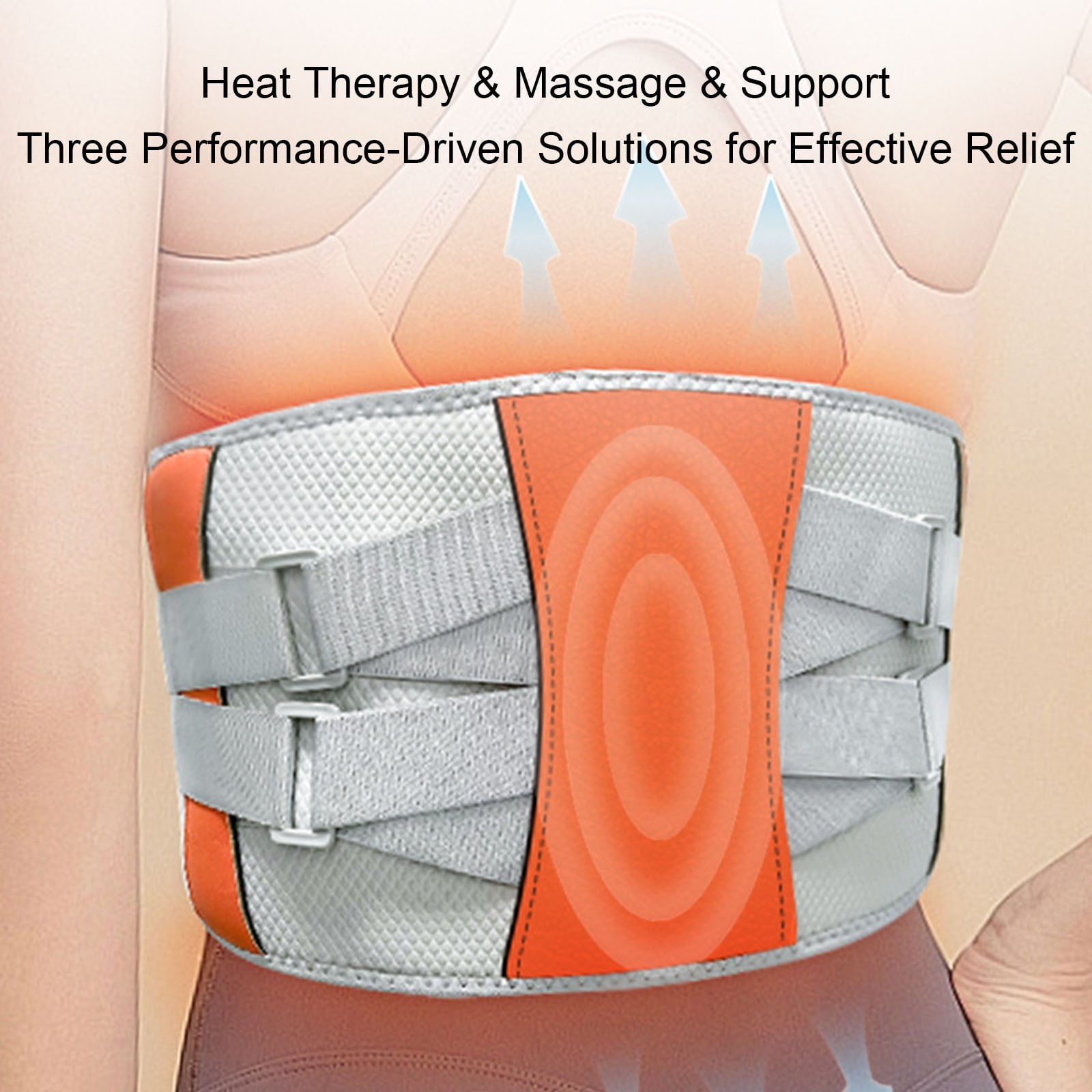 Meiiso Blue Wireless Waist Massager Y9-A Heating Support Belt Red Light Rechargeable, Portable Back Massage Belt for Pain