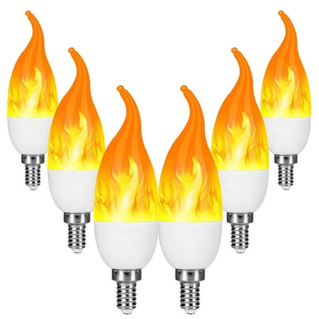 

Nightwill Flame Light Bulb E12 LED Flickering Flameless Warm White Simulated Fire Effect Tip Candelabra Bulbs For Holiday Party Home Decoration 1/2/4/6/10Pcs