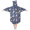 thumbnail image 2 of Dailycode Wearable Blanket Hoodie Oversized Sherpa Flannel Blankets with Pocket for 3-14 Year Old Cartoon Moon and Star, 2 of 7