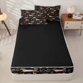 thumbnail image 4 of Homewish Cute Dachshund Zipper Queen Comforter Set with Fitted Sheet and 2 Pillowcases,Kawaii Floral Plants Zipper Bedding Set,Black,Black Reversible,4pcs, 4 of 8