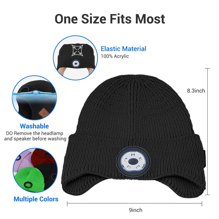 Bluetooth Beanie Hat with Light, Built-in Wireless  display picture 2