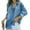 Denim blue, variant on Long Sleeve Turn-Down Collar Women Denim Blouse Button Tops