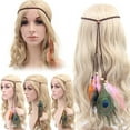 thumbnail image 2 of Women Boho Style Festival Feather Headband Hippie Weave Hairband Hair Accessory, 2 of 10