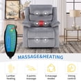 thumbnail image 3 of Bonzy Home Massage Recliner Modern Cloth Recliner Chair with Massage & Heating Breathable Fabric, Gray, 3 of 8