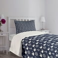 thumbnail image 5 of Ambesonne Navy Blue Quilted Bedspread Set 2 Pcs, Maritime Anchor Whale, Twin Size, Navy Blue White, 5 of 6