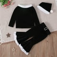 thumbnail image 5 of Jamsmile Toddler Girls Outfits Sets Christmas Long Sleeve Tops Flare Pants With Hats 3PCS Santa Claus Kids Baby Girls Sets, 5 of 9