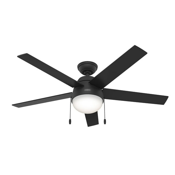 Restored Hunter Fan 52 inch Casual Matte Black Indoor Ceiling Fan with LED Light Kit and Pull Chain (Refurbished)