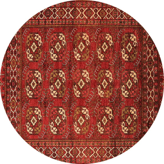 Ahgly Company Indoor Round Oriental Orange Industrial Area Rugs, 6' Round