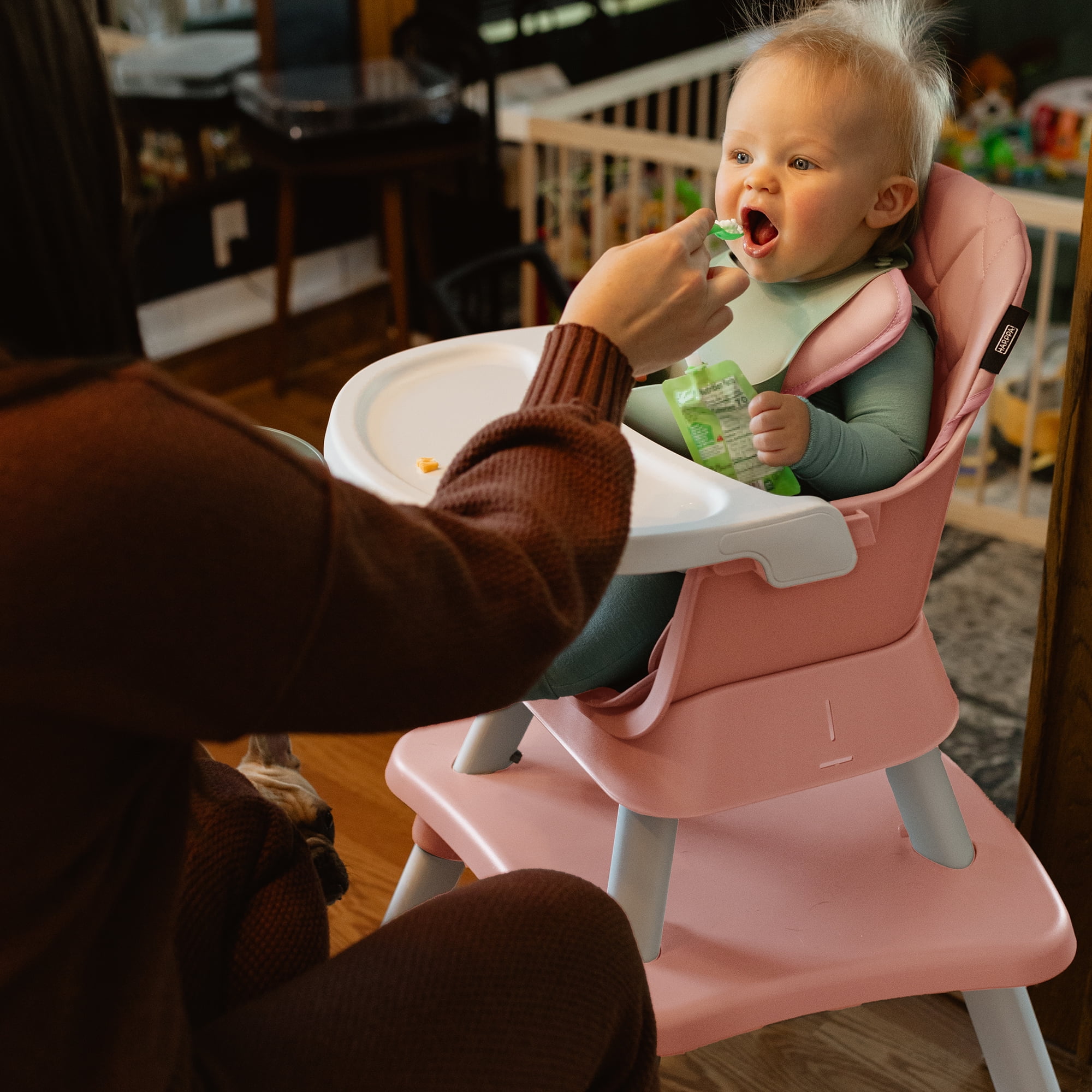 HARPPA Baby High Chair, 8 in 1 Toddler Dining Booster Seat for Baby Girl, Pink