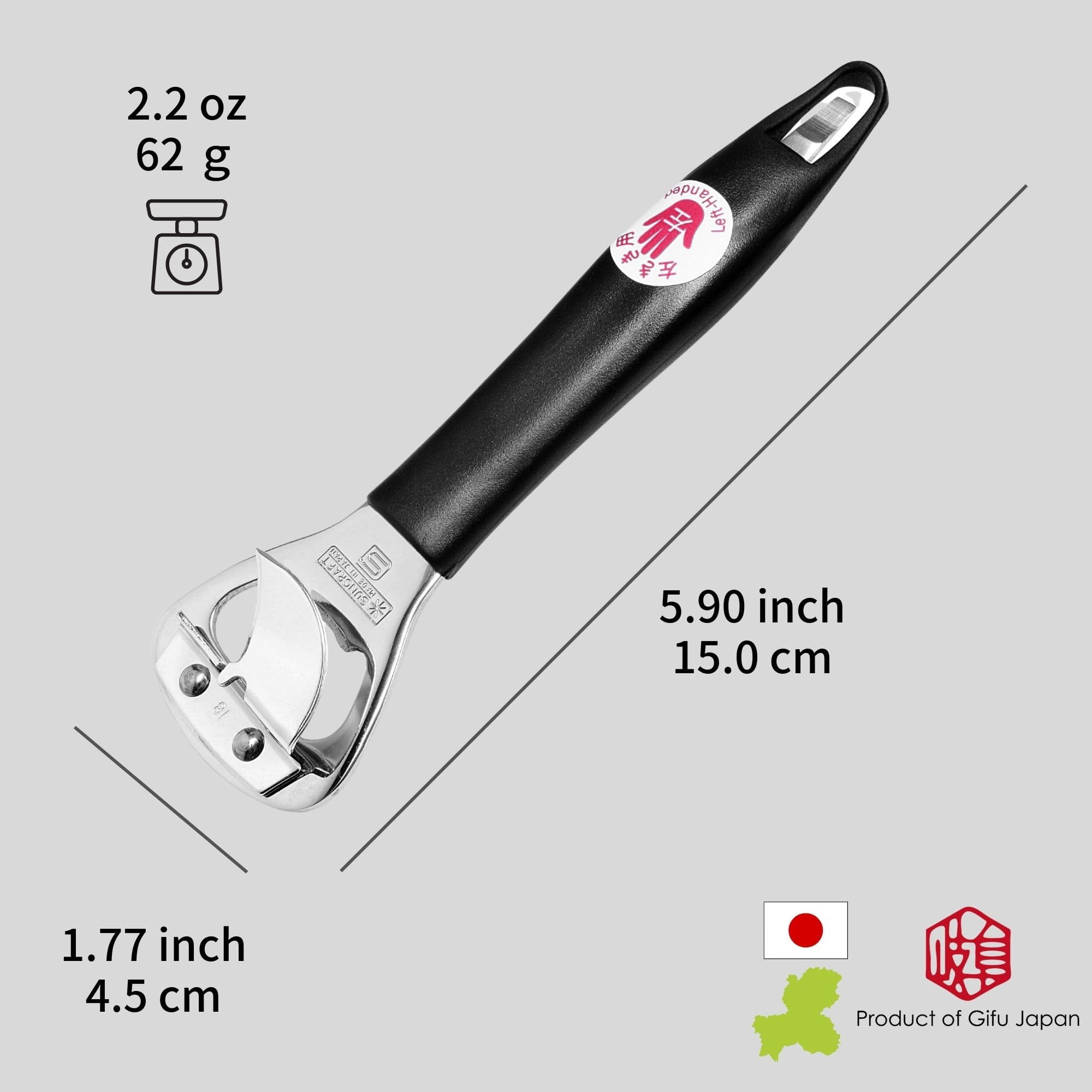 Seki Japan Left-Handed Manual Can Opener, 5.9-Inch Can and Bottle Opener