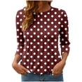 thumbnail image 2 of Heisall Women's T-Shirts 3/4 Sleeve Round Neck Loose Casual Striped Non-positional Print Spring/Autumn Fashion, 2 of 7