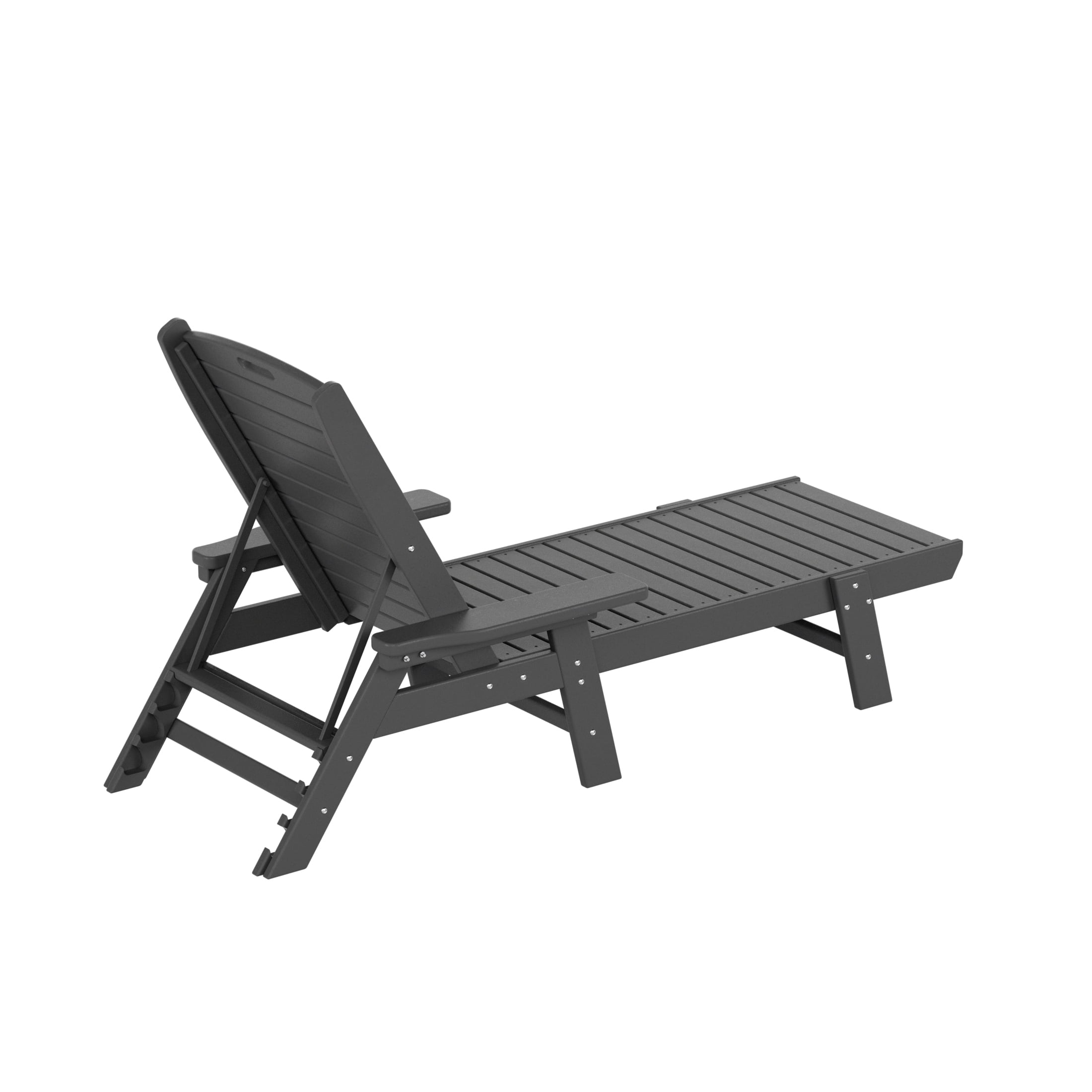 GARDEN Plastic Outdoor Chaise Lounge Chair with Adjustable Backrest, Gray