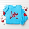 thumbnail image 5 of JTZGDY Love Heart Sweatshirts for Women Cute Valentines Day Long Sleeve Crewneck Pullover Tops Trendy Cozy Graphic Holiday T-Shirts Light Blue L, 5 of 6
