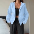 thumbnail image 6 of Women's Casual Drawstring Zip Up Hoodie with Pockets Ladies Lightweight Full Zipper Sweatshirt Jacket Soft Pullover Hoody Coat, 6 of 6