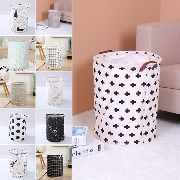CVLIFE Home Storage Basket Bins,Foldable Dirty Laundry Basket,Canvas Storage Basket Barrel,Kids