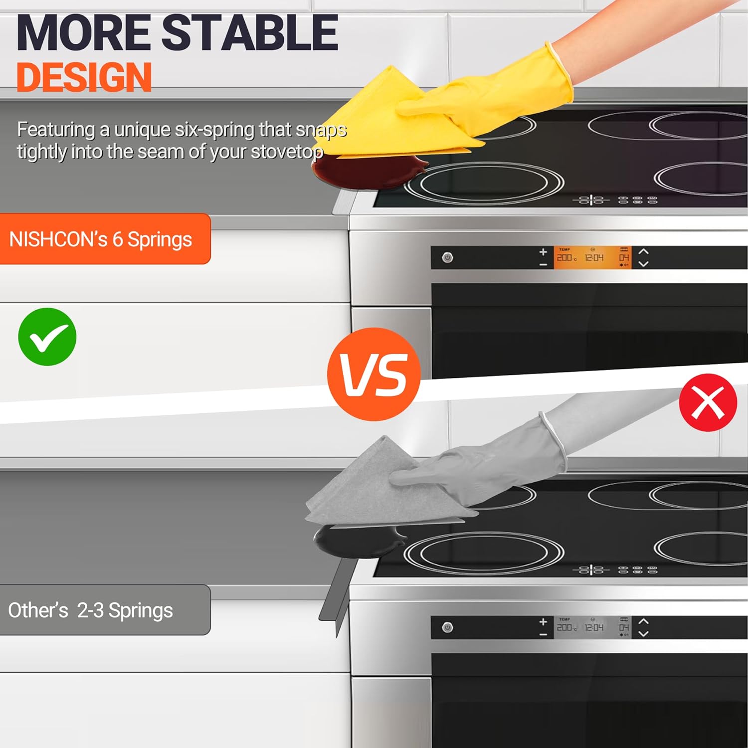 ABCISI Stove Counter Gap Covers, 316 Stianless Steel Stove Gap Filler Oven Side Gap Filler, Won't Melt Like Silicone or Corrode Away With Salt Like 304 Stainless Steel(23.6 Inches,2 PACK)