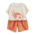 thumbnail image 2 of Letdown Toddler Boys Soccer Print Outfits Crew Neck Short Sleeve Tee Shirts and Solid Color Comfortable Shorts Activewear Two Piece Set Summer Clothes Outfits 3-12 Years Outdoor Wear, 2 of 5