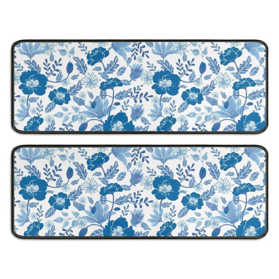 Kitchen Rugs Sets Of 2,Pioneer Flower Floral Print Pattern Anti Fatigue Kitchen Mat Rugs Non Slip Washable,Decorative Kitchen Floor Mats for Kitchen,Sink,Laundry,17"x47" 17"x47"