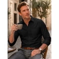 thumbnail image 4 of Men's Black Dress Shirts Business Casual for Men Long Sleeve Button Down Shirt Classic Fit Tops L, 4 of 7