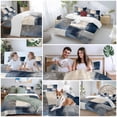 thumbnail image 5 of Abstract Art Bedding Duvet Cover Set Full Size 4 Pieces Blue Gary Collage Color Block Oil Painting Bedding Set with Zipper Closure, 1 Comforter Cover 86x86 Inches 1 Flat Sheet & 2 Pillow Cases, 5 of 7