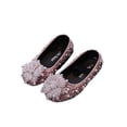 thumbnail image 4 of Owordtank Girls Kids Pearl Leather Bow Dress Sandals Strap Dance Non Slip Ankle Shoes Toddler Closed Toe Light Loafers, 4 of 6