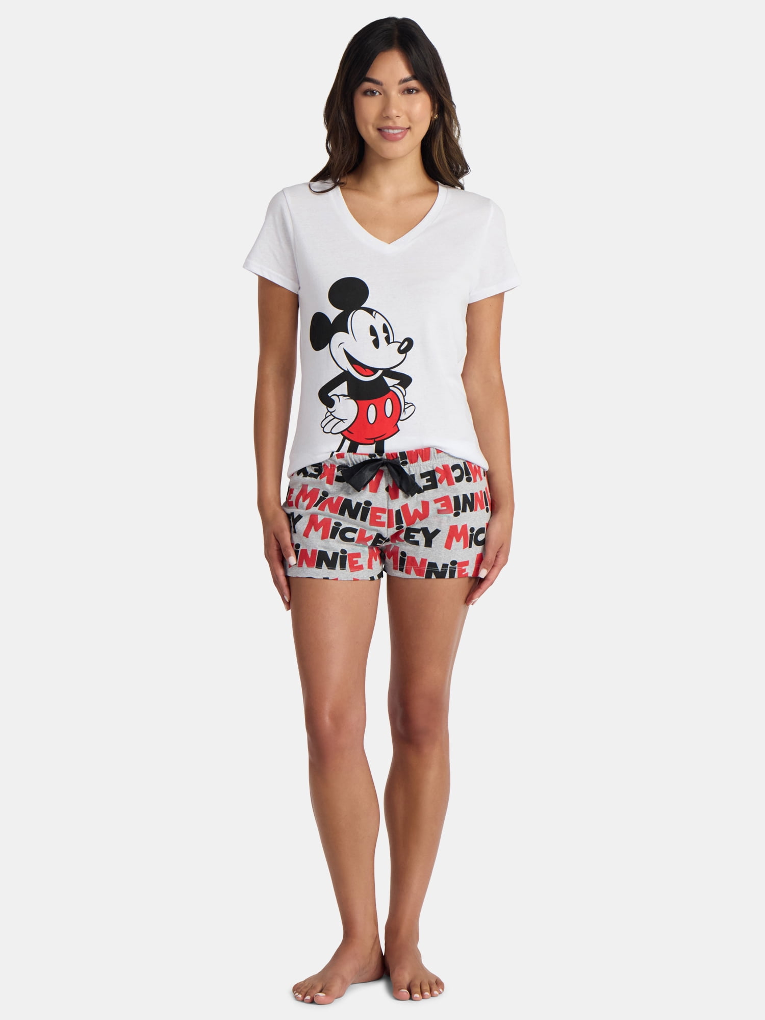 Disney Women's Mickey and Minnie Print Boxer Sleep Shorts, Sizes S-XXL