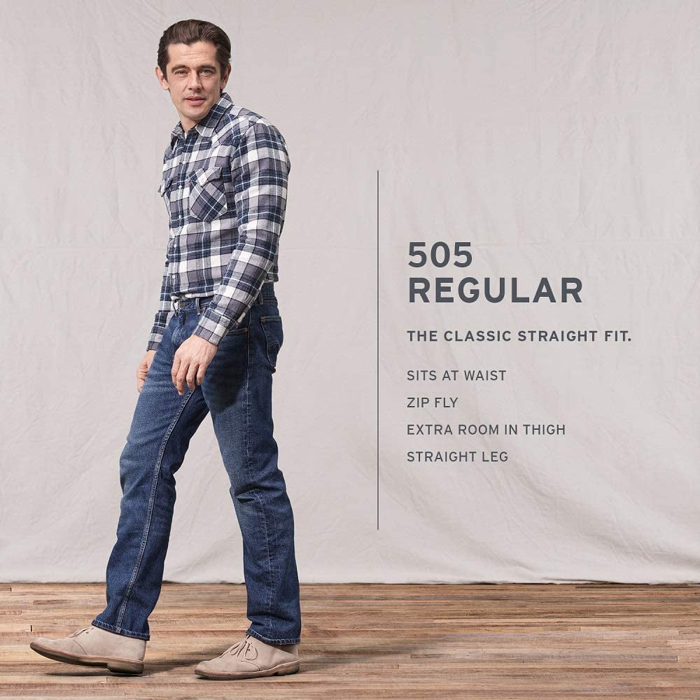 Levis 505 Regular Fit Jeans Regular x 34L Shooting Star Stonewash - Stretch - Walmart.com