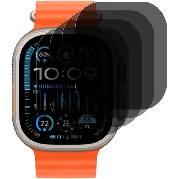 (4 Pack) For Watch Ultra 3 / Ultra 2 / Ultra 49mm Privacy Screen Protector Anti Spy Private Tempered Glass, Anti Scratch, 9H Hardness