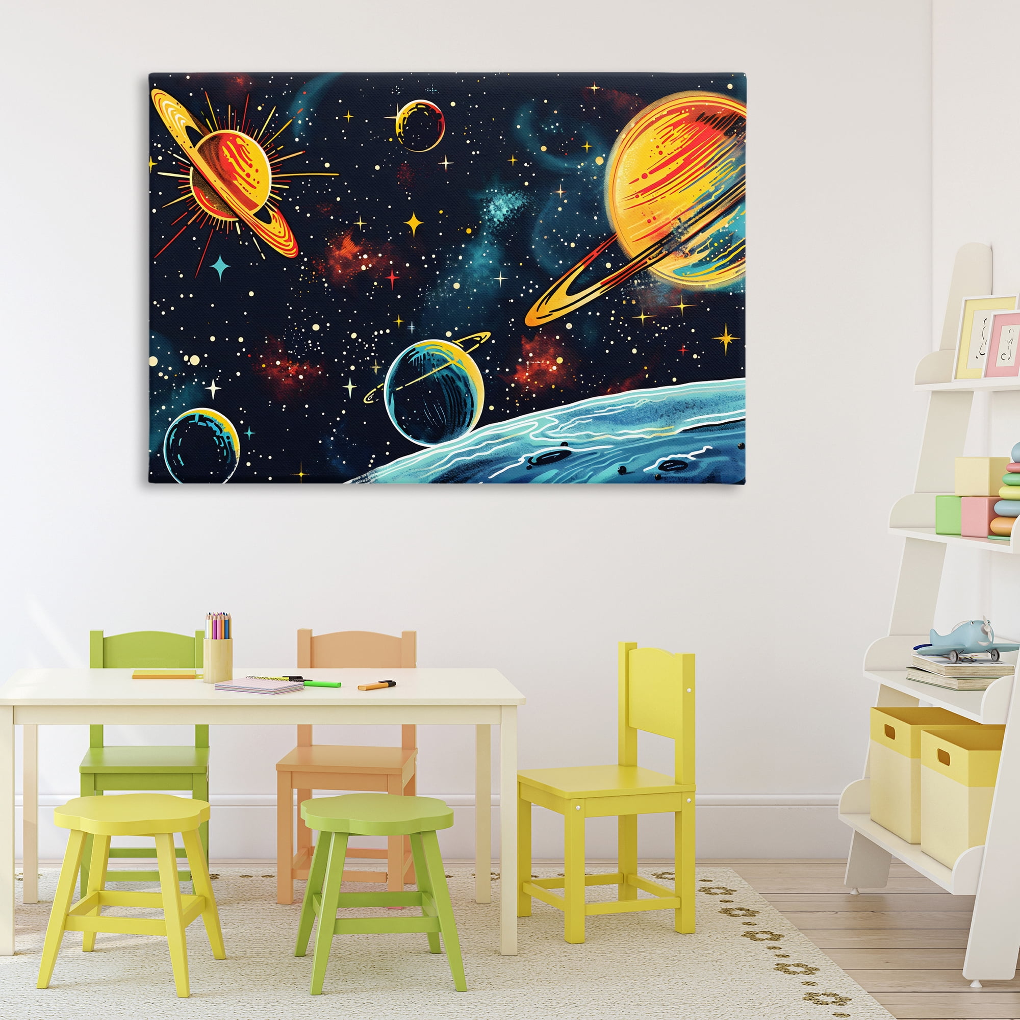 Stupell Industries Black Lit Galaxy Panorama Canvas Wall Art, design by Creative Studio