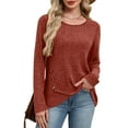 thumbnail image 5 of Dealovy Ribbed Knitted Sweaters for Women Crewneck Long Sleeve Swater Pullover Tops Womens Blouses Solid Color, 5 of 8