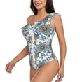 thumbnail image 2 of Haiem Flowers and Butterflies Women's One Piece Swimsuits Tummy Control One Shoulder Bathing Suits Ruffle Swimwear-Small, 2 of 8