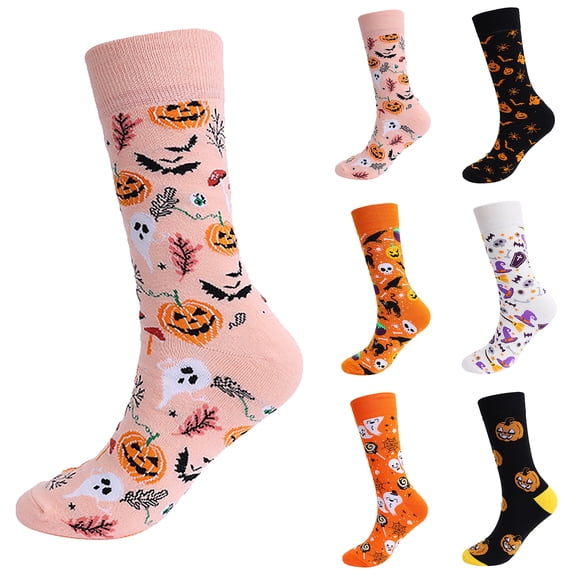 Black Fall Knit Cozy Socks Autumn Aesthetic Gifts for Women Halloween Socks Cotton Fun Funny Cute Funky Cool Crazy Novelty Silly Cotton Crew Calf Socks One Size