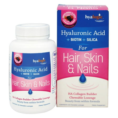 Hyalogic - Acide Hyaluronique pour cheveux peau et des ongles Mélangé saveur Berry 10 mg. - 30 Pastilles