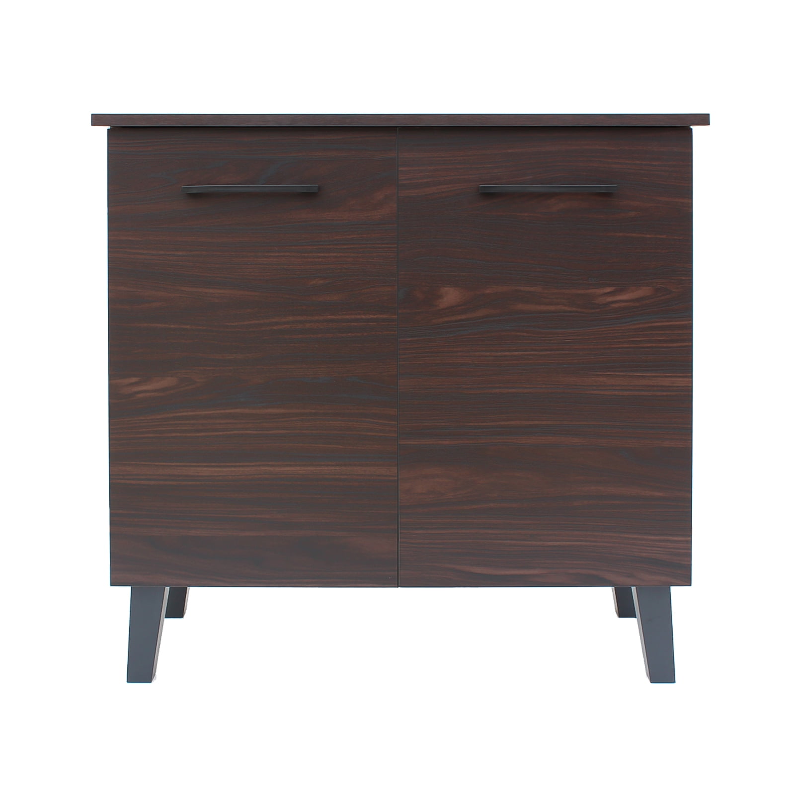 Kadyn Walnut Finished Faux Wood Cabinet, Kitchen Storage Cabinet with 3-Shelf, Modern Fiberboard Storage Cabinet for Living Room Kitchen