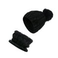 thumbnail image 2 of Linyer Ladies Winter Ball Caps Decorative Fashionable Thickened Hat Scarf Lovely Crochet Knitted Two-piece Collar Black, 2 of 5