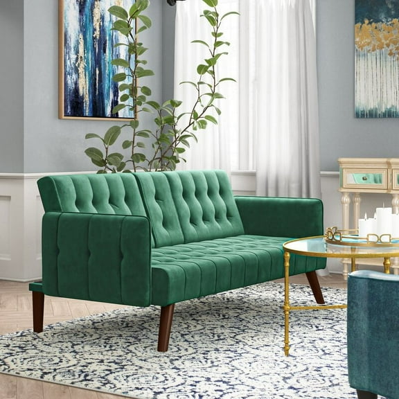 Cherrie 72'' Velvet Round Arm Sleeper