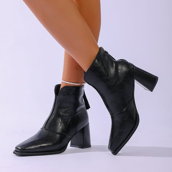 EYWGYA Women's Ankle Boots,Women High Heel Boots,Fashion Casual Winter Ankle Boots Solid Color Pointed Toe Back Zipper Heel High Heel Ankle Boots