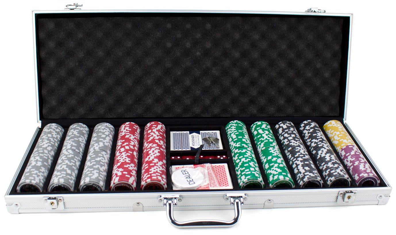 500ct Monte Carlo 14g Poker Chip Set in Aluminum Metal Carry Case 