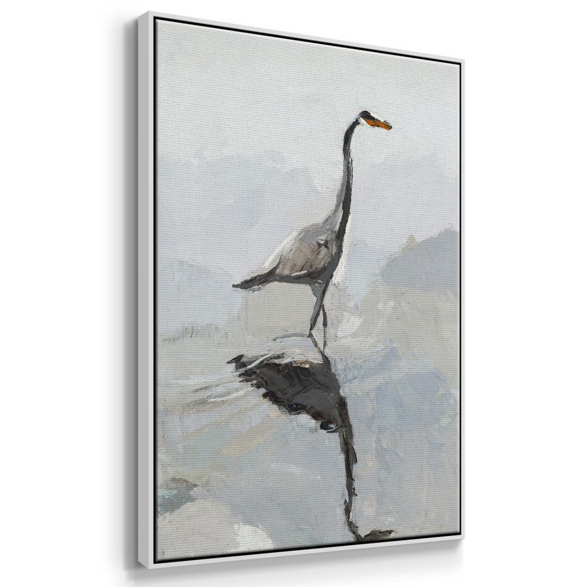 Heron Framed Premium Gallery Wrapped Canvas - Ready to Hang - 17 x 25 - White Floating Frame