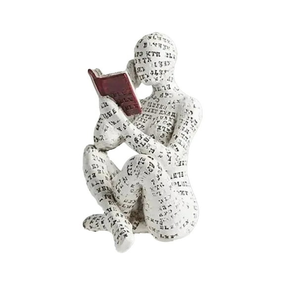 HEXBOOYOO Clearance Resin Reading Woman Statue, Innovative Ladies Reading Pulp Molded Bookshelf Decoration Thinker Style Resin Statue for Home Office Desk Decor