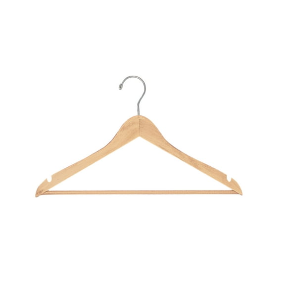 SSWBasics Wood All Purpose Hangers - Natural Wood - 17 inches - Case of 20